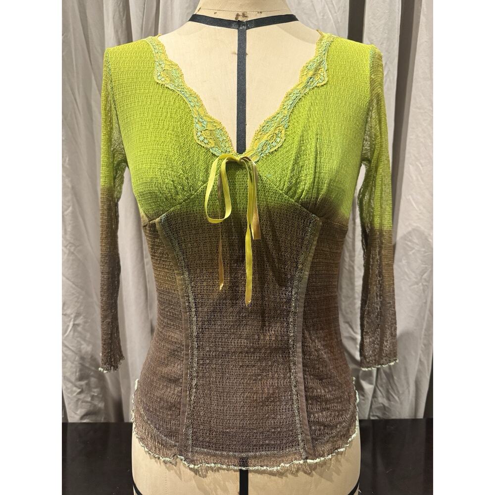 Ann Ferriday Rare Dip Dyed Spider Mesh Boho Fairy Top S/M